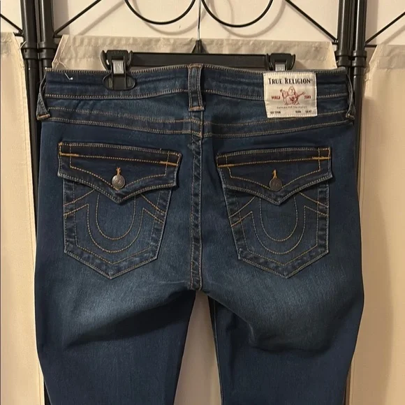 True Religion Blue Boot Cut Jeans with Lived-In Look - Picture 3 of 6